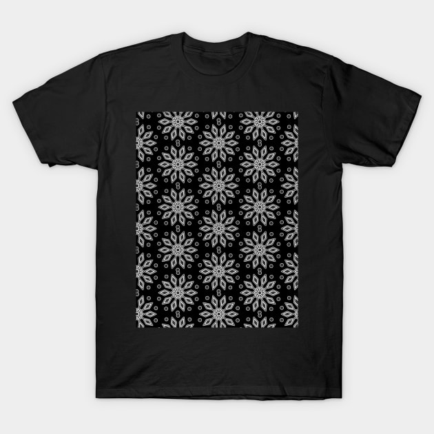 Black and white flower seamless pattern T-Shirt by Spinkly